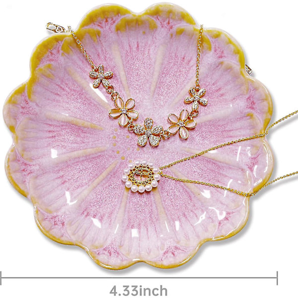 Lille smykkeskål, ringholder til smykker, keramisk ringskål, super sød smykkeskål bakke, smykkeskål, nipsgenstandsskål (pink)