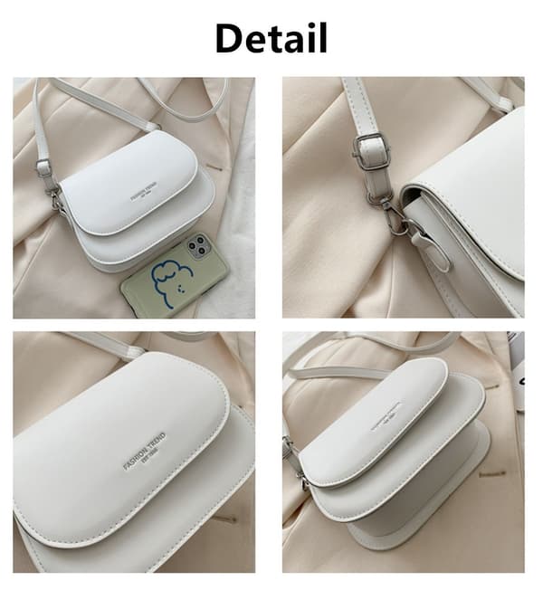 Ny Retro Sadelväska PU Axelväskor Messenger Bag Hvid