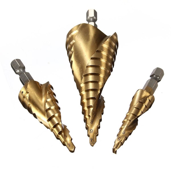 3-delad HSS stegborr borr set 4-12mm/ 4-20mm/ 4-32mm