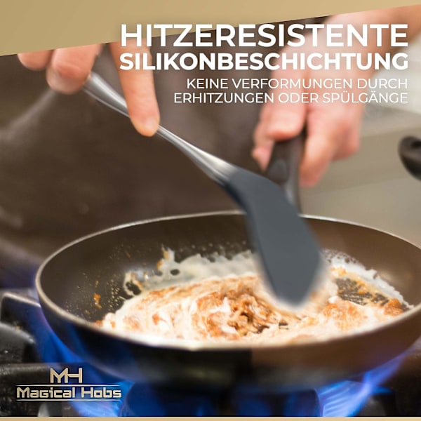 4-delt køkkenredskabssæt fremstillet af rustfrit stål og varmebestandig silikone