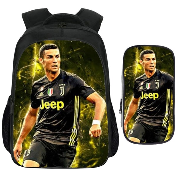 Ronaldo ryggsäck, tecknad ryggsäck, case, 2-delad set, grundskola, dagis, hane 16inches