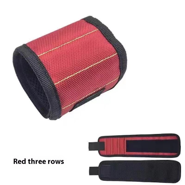Magnetiska handledsband - rött magnetiskt handledsband för att hålla skruvar - med starka magneter, tillverkat av magnetisk polyester med
