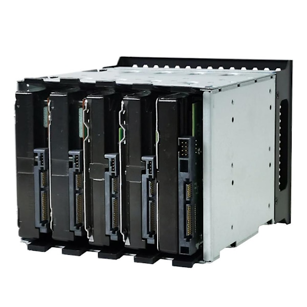 Stor kapasitet Hdd Harddiskbur Rack 5,25 Tommer Til 5x 3,5 Tommer Sata Harddisk Disk Skuff For Comp