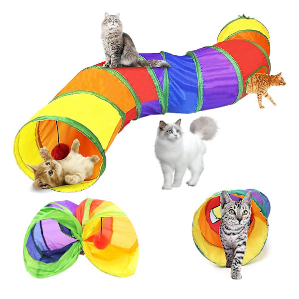 Kattunnel för inomhuskatter, interaktiv, kanintunnel leksaker, husdjursleksaker, lektunnlar för katter, kattungar, kaniner, valpar, skrynkliga hopfällbara pop-up multipla