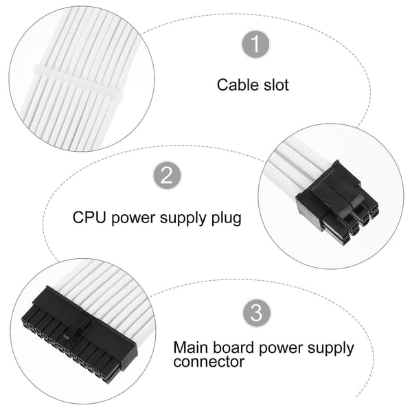 1 sett ATX Sleeved Cable Extension Kit PCIe GPU Extension Wire Datamaskin Tilbehør