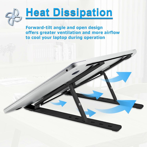 Laptopställ 6 Nivåer Justerbart Vikbart Grått Laptopställ, Ventilerat Kylställ i Aluminium för Skrivbord, Portabel Ergonomisk Notebook-höjare