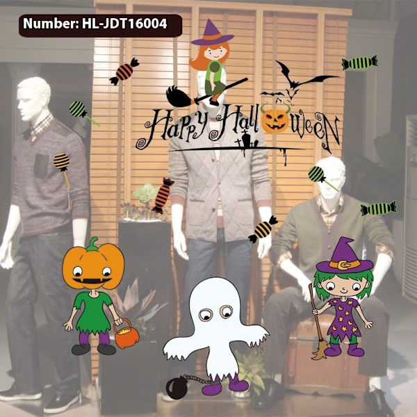 2 sett Halloween veggdekorasjoner, vindusdekorasjoner, gulv- og takdekorasjoner, klistremerker, Halloween-festpynt, hjem, stue, soverom
