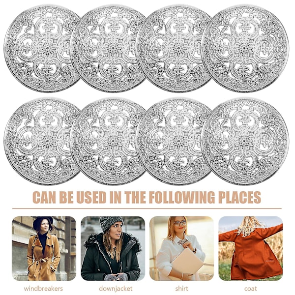 30 kpl 25 mm tyylikäs metalli solki ontto nappi käsityökalut alas nappi Diy ompelunappia koristekäyttöön (hopea)
