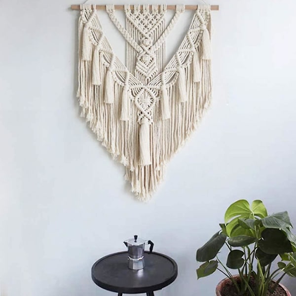 Makramee seinätekstiili puuvillasta pieni taide kudottu seinävaate seinäkoriste boho chic 50 * 75cm