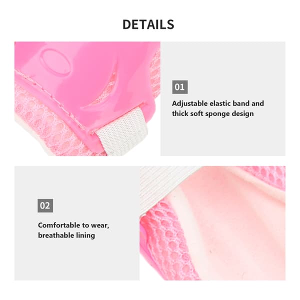 6 st / set rullskridskoskydd justerbart knä armbåge handflata skydd för 6-18 år gammal rosa
