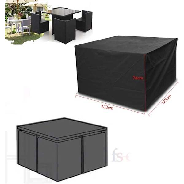 Garden Patio Furniture Set Heavy Duty Round/square Seater Table Waterproof Cover (square-123 * 123 * 74cm) -z