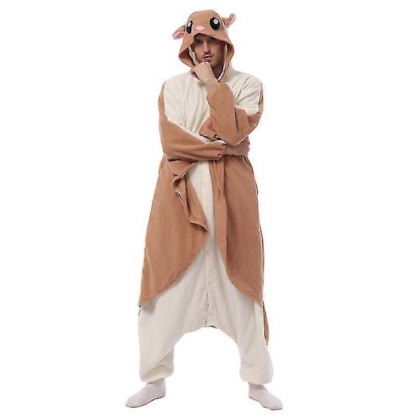 Eleimos Halloween Flygande Ekorre Onesie för Kvinnor Män Vuxen Djur Kigurumis Pyjamas Tecknad Pyjamas Hemmakläder Cosplay Kostym Hög Kvalitet XL Fit 178-188cm