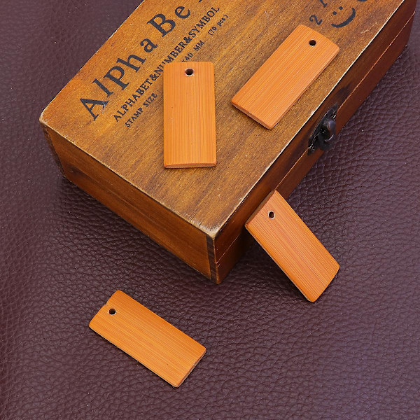 50 stk. Bambu Chip Nøkkelring Anheng DIY Nøkkelring Anheng Skulptur Bambu Chip Anheng (45 x 20mm)