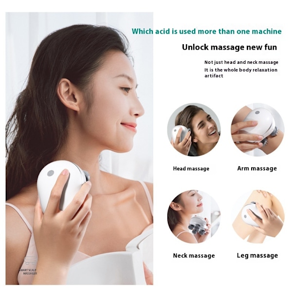 Vit elektrisk huvudmassageapparat med 4 avtagbara massageklor Lymfatisk massage Handhållen massageapparat（11 * 9,5 * 7cm）