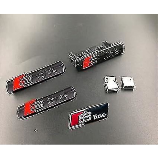 (svart) 4 st S Logo Line Emblem, 3d Logo Metallsticker, Bilskylt Emblem för A3 A4 A5 A6 A7 A