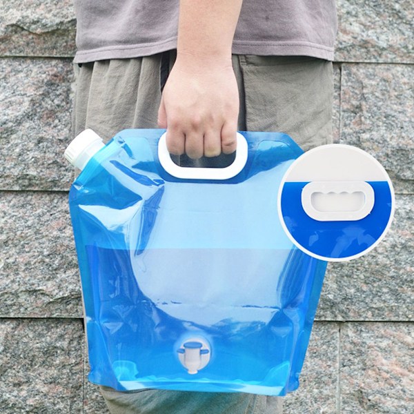 2-PACK 10L Hopfällbar Portabel Vattendunk med Kran (Blå+Vit)