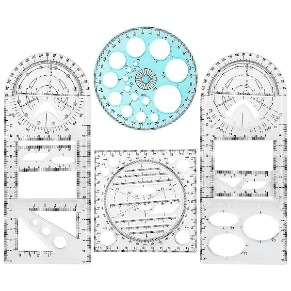 4 st multifunktionella geometriska linjaler ritverktyg plastlinjal set matematik mätning ritning