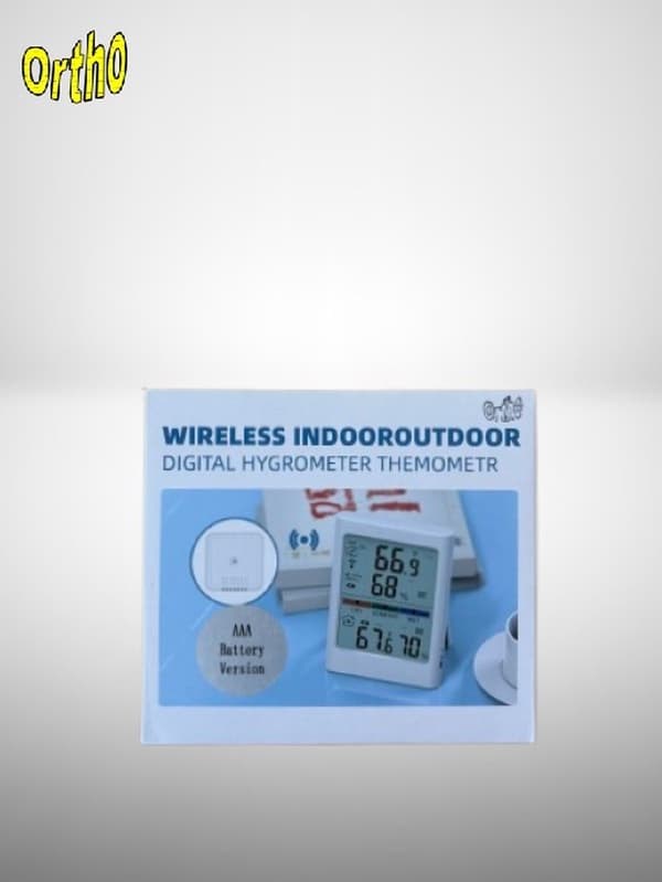 Digital trådlös inomhus- och utomhustermometer med hygrometer, 100 m räckvidd, 24-timmars min/max-logg, magnetisk baksida, vit