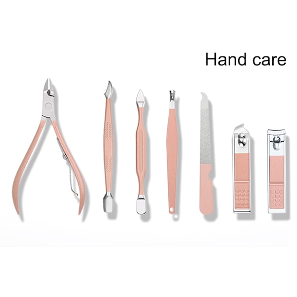 Nagelklippare Set 18 i 1 Portabel Manikyr Pedikyr Verktygskit med Väska för Hemresa Salong Roséguld 0.1