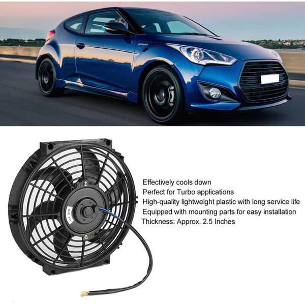 10in Slim Vifte Push/Pull 12V Elektrisk Radiator med Installasjonstilbehør
