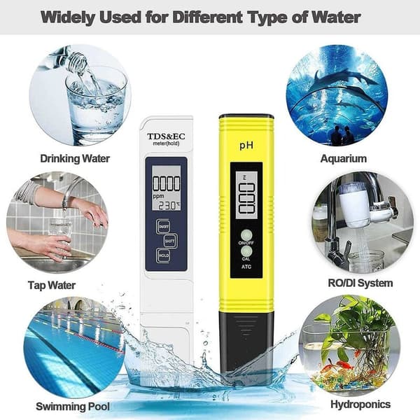 pH-testare, Pool pH-testare Mäter TDS pH EC Temperatur Vattenkvalitet pH-testare för Dricksvatten, Pool, Akvarium, Drycker, Hydroponik