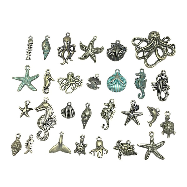 56 Pcs Conch Hoop Earring Labret Jewelry Metal Charm Collection Metal Charms Pendants Marine Animal Charm Pendant