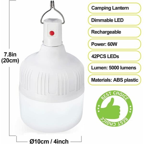 2-pakning 5000 Lumen Camping Lanterner - 5 Modus Oppladbare LED-lys