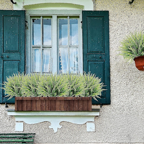 12 buntar konstgjorda växter, falska Boston Fern grönska utomhus UV-beständig ingen blekning faux