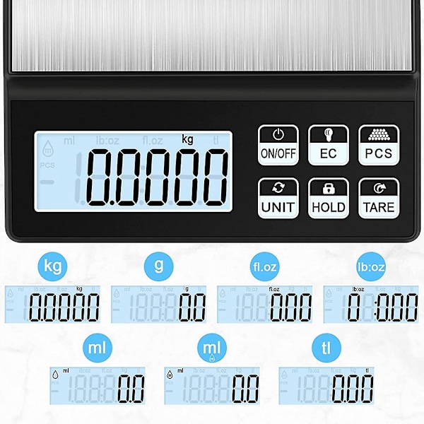 Digital köksvåg, 5 kg/0,01 g, uppladdningsbar matvåg, hög precision köksvåg med