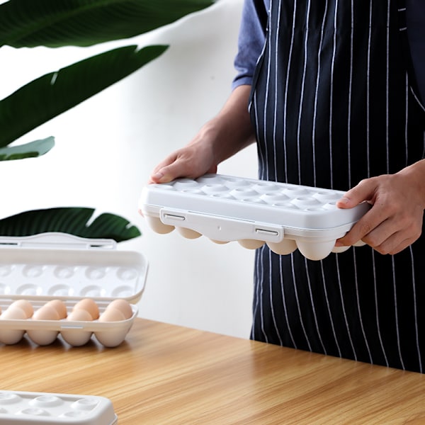 2 grå eggbeholdere for kjøleskap, rader eggdispenser for kjøleskap, plassbesparende eggbeholderbrett（12 * 2 egg）