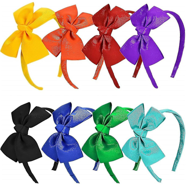 8 Pieces Bow Tie Headband Bow Tie Hairband For Girls,head Wraps Grosgrain Ribbon Crday Gift