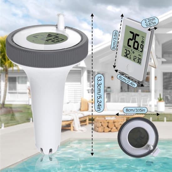 Trådlös flytande pooltermometer med LCD-display, inomhus/utomhus temperaturmätare för pool, bubbelpool, spa, damm, vit