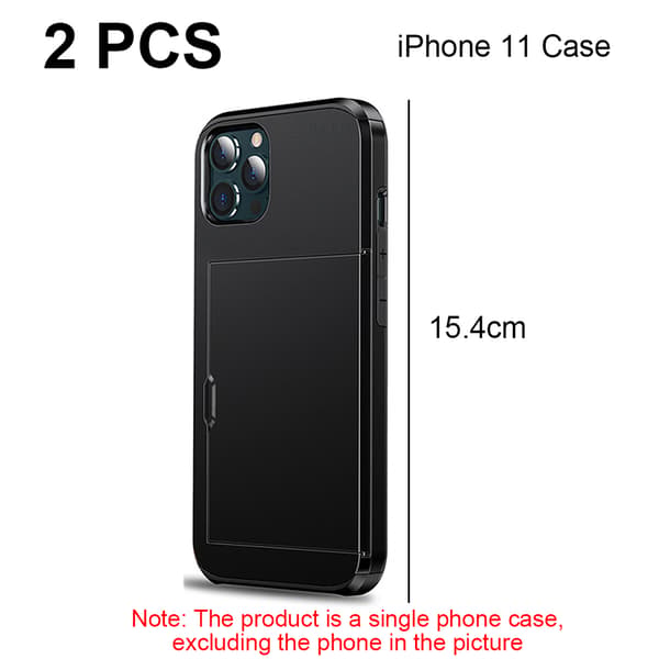 2-pack iPhone 11 Plånboksfodral, Kortfack Skjutbart Dolt Skyddande Baksida