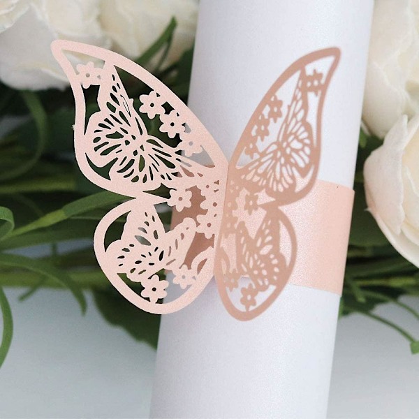 50 stk sommerfuglformede serviettringer, sommerfuglpapir hule serviettringer serviettholder