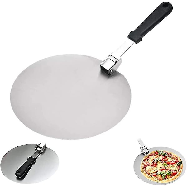 Pizzaspade, 10 tommers rund pizzaspade laget av rustfritt stål, med sklisikkert håndtak