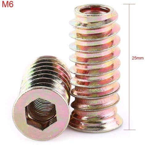 Hex Nuts in Galvanized Carbon Steel - 20-Pack M6 - Pull and Vibration Resistant - For Assembling Wooden Furniture