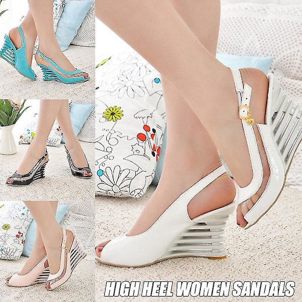 Peep toe wedgesandaler til damer 42 Sort