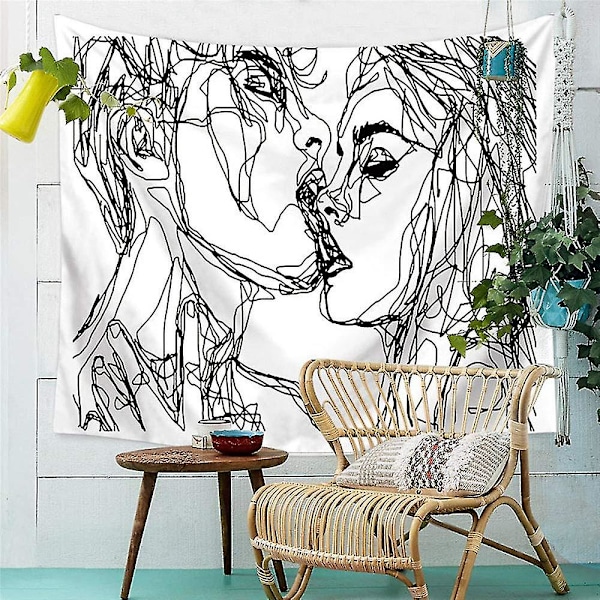 Moderne Kiss-Tapet Abstrakt Kunst Tapet Psykedelisk Polyester Hjem Decor Moderne Dekorativ (hvid 150 X 200cm)