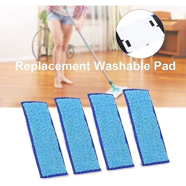 Mopping Pad, 10 kpl Vaihdettavat Pestävät Märkä- ja Kuivamopping-tyynyt (märkätyyny-sininen)