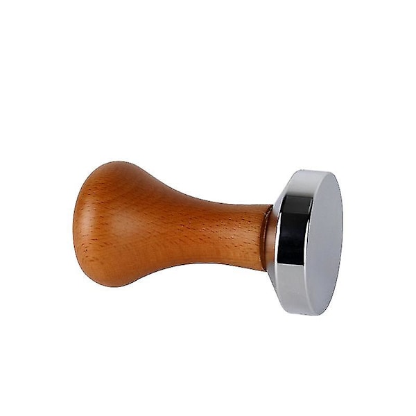 Kaffe tamper 58mm, espressotamper med treskaft, kaffepresser i rustfritt stål for ekstraksjonsunderlag (1 stk, flerfarget)