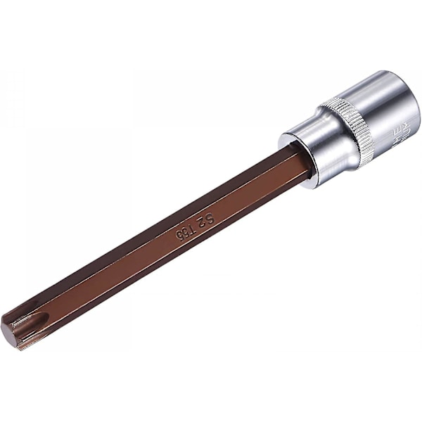 1/2\" fyrkantig drivning X T55 Torx bitshylsa, S2 stålbits, Cr-v hylsor 140 mm längd (endast för handanvändning)