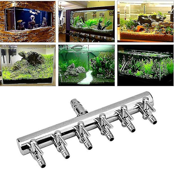 Akvarie Luftventil Inline Manifold Luftstrømspumpe Slange Splitter Håndtag Kontrolventil (6 Hoveder)