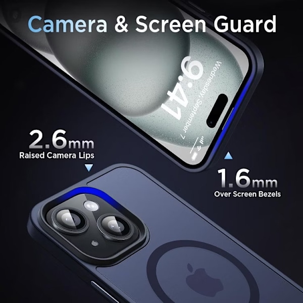 iPhone 15 - Skal MagSafe MagMat Frostat Matt Blå Blue