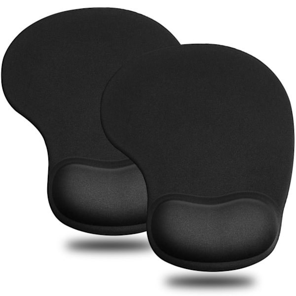 2-pack ergonomiska musmattor med bekvämt gelhandledsstöd, enkel skrivning smärtlindring hållbar och lätt att rengöra liten svart