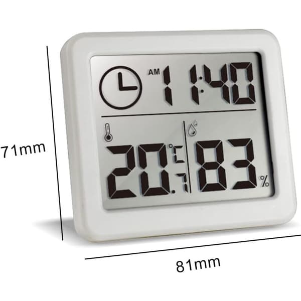 Digital Hygrometer Termometer, Temperatur- och Fuktighetsmätare med Klocka
