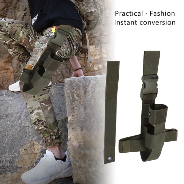 Vandflaskeholder med Molle-system, multifunktionel til udendørs camping og vandring, grøn