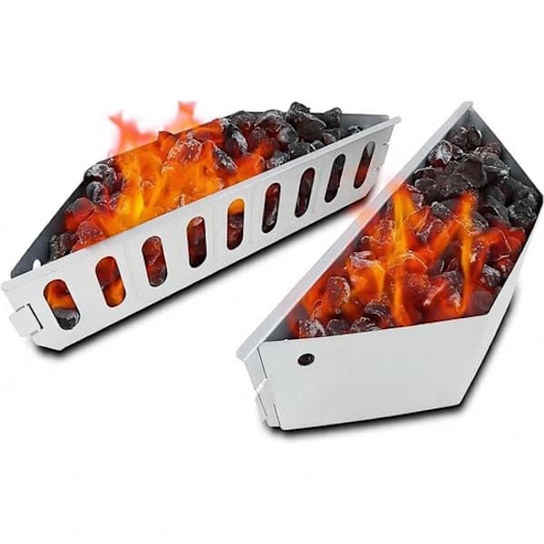 Kulholdere til Weber 7403, Briketkurve i rustfrit stål til 47,6 cm og 67 cm kulgrill, Indirekte varme, 2 stk., Sort