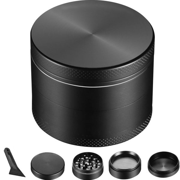 50ml Kvern 4-lags Sinklegering Krydderkvern Svart
