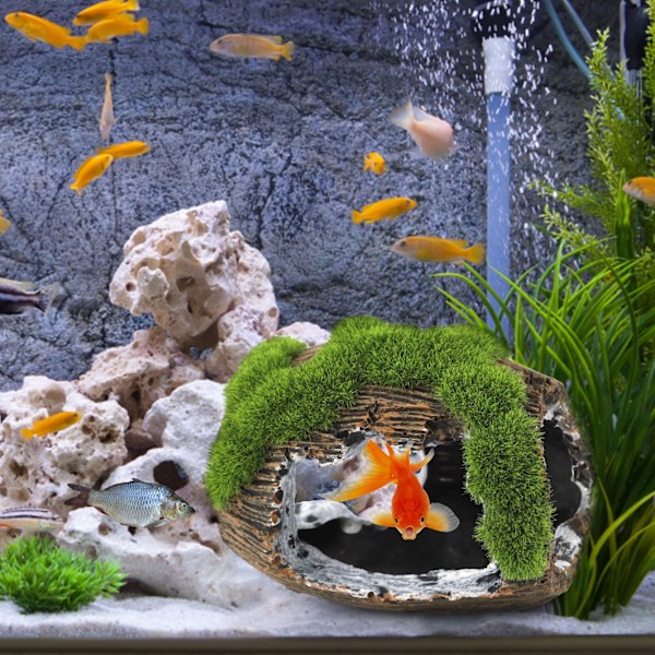Fisketank Tilbehør Dekorasjoner Resin Betta Fisk Gjemmested Hule for Fisketank Ornamenter for Smådyr Lek Hvile Gjemme Avl