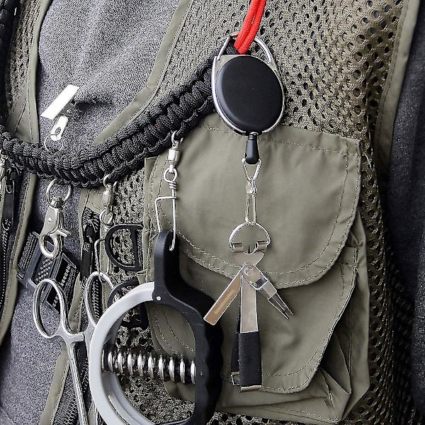 Fiske Zinger Retractor 5 st med 360 graders rotationspänne för fiske klättring vandring utomhussporter